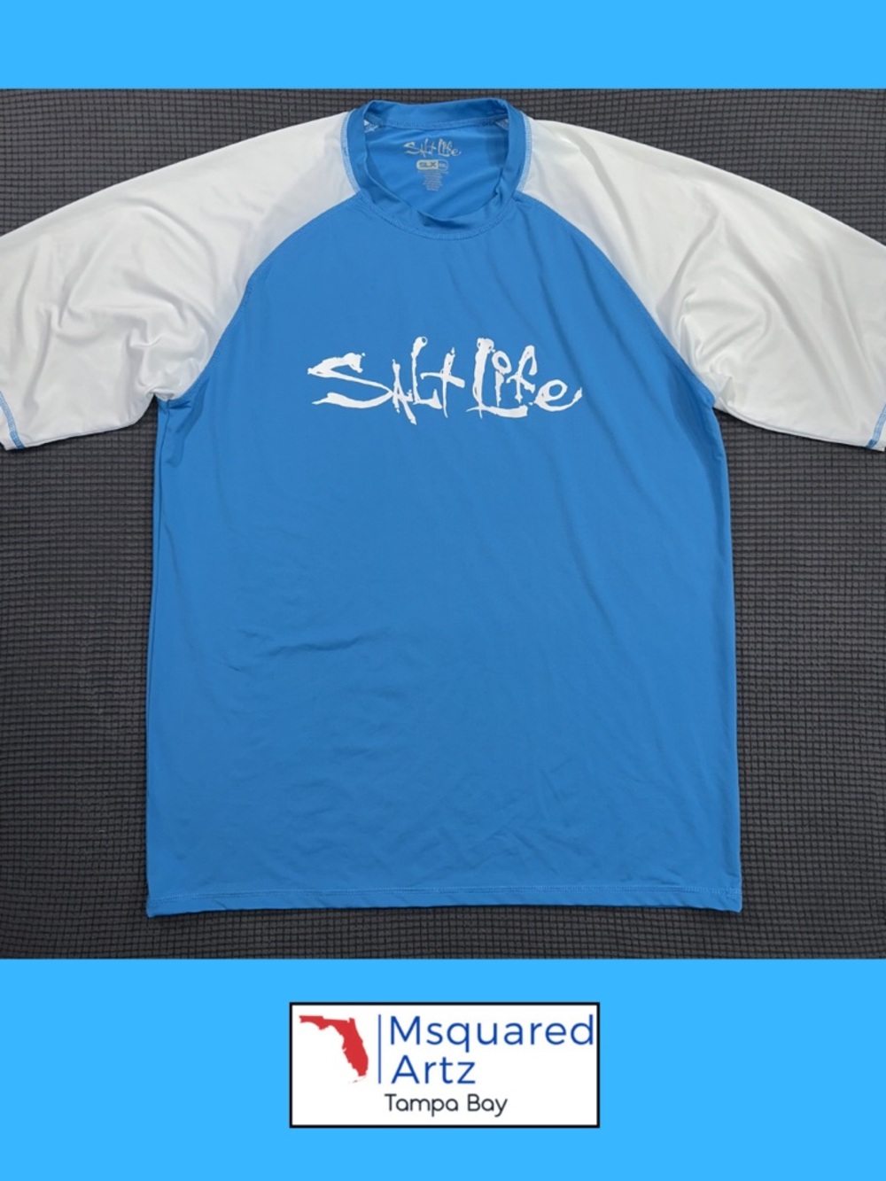 Salt Life SLX Rash Guard XXL Blue White UPF 50 Performance Shirt